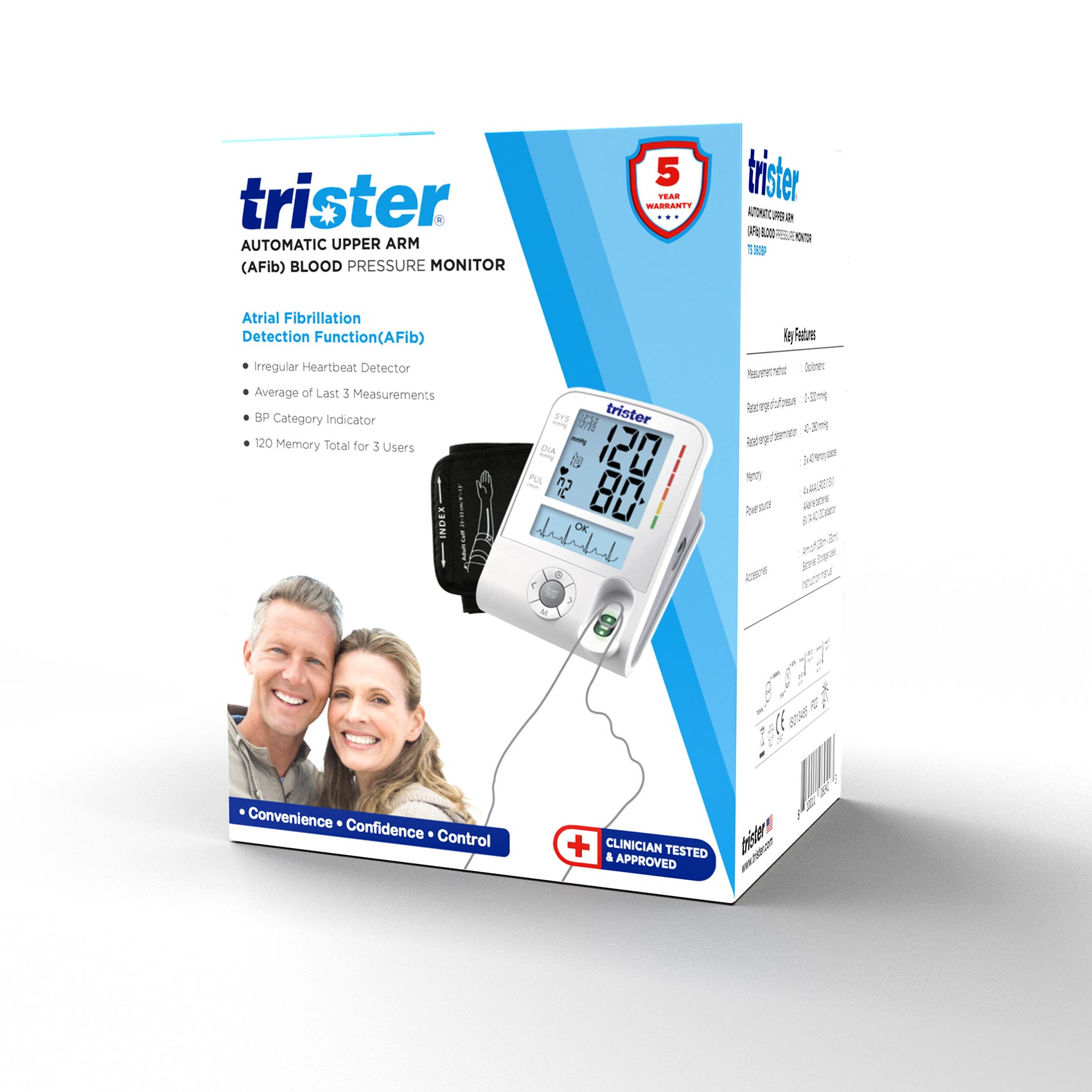 Trister Upper Arm Afib Blood Pressure Monitor Ts Bp Health Beauty