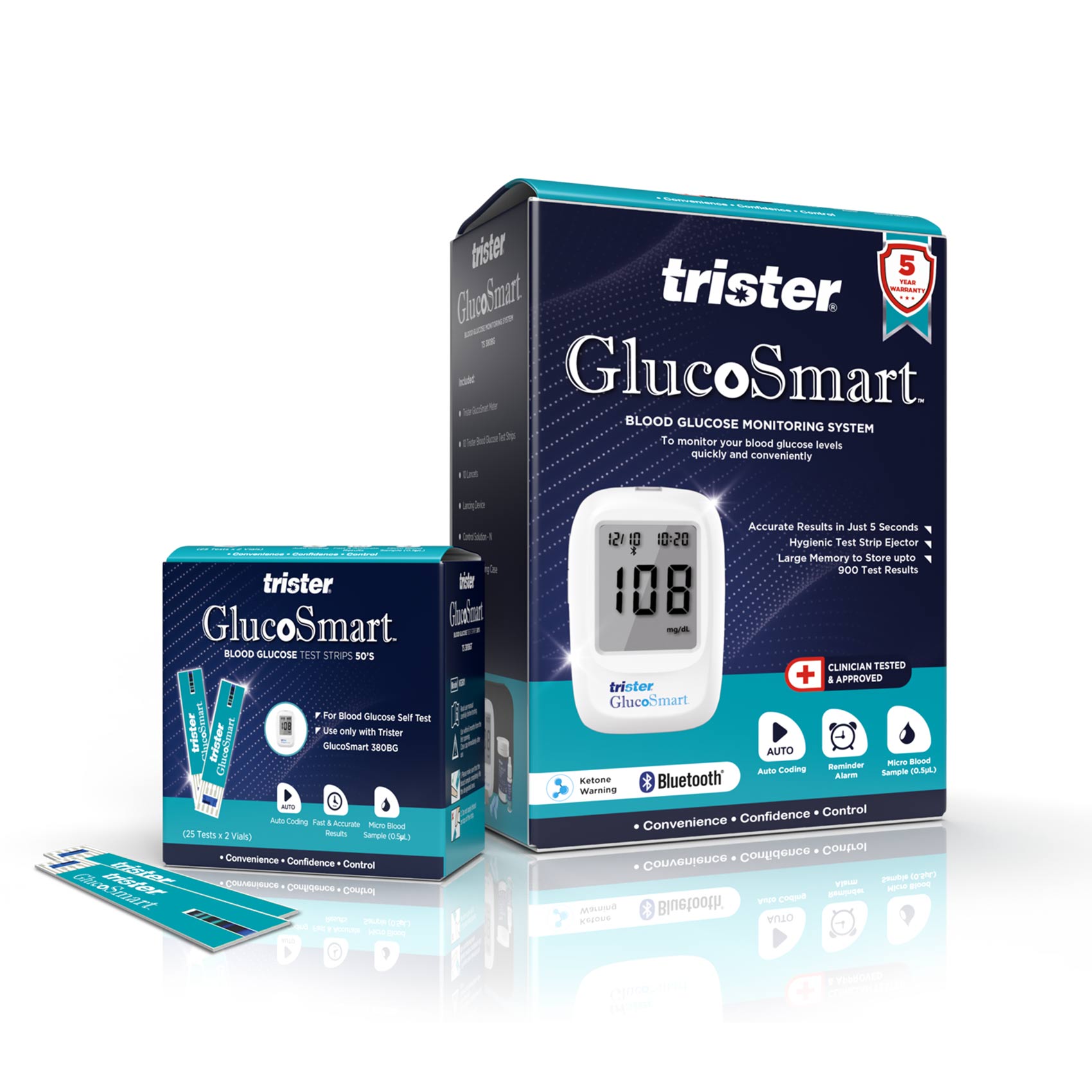 Trister Gluco Smart Blood Glucose Monitoring System TS380BG Health